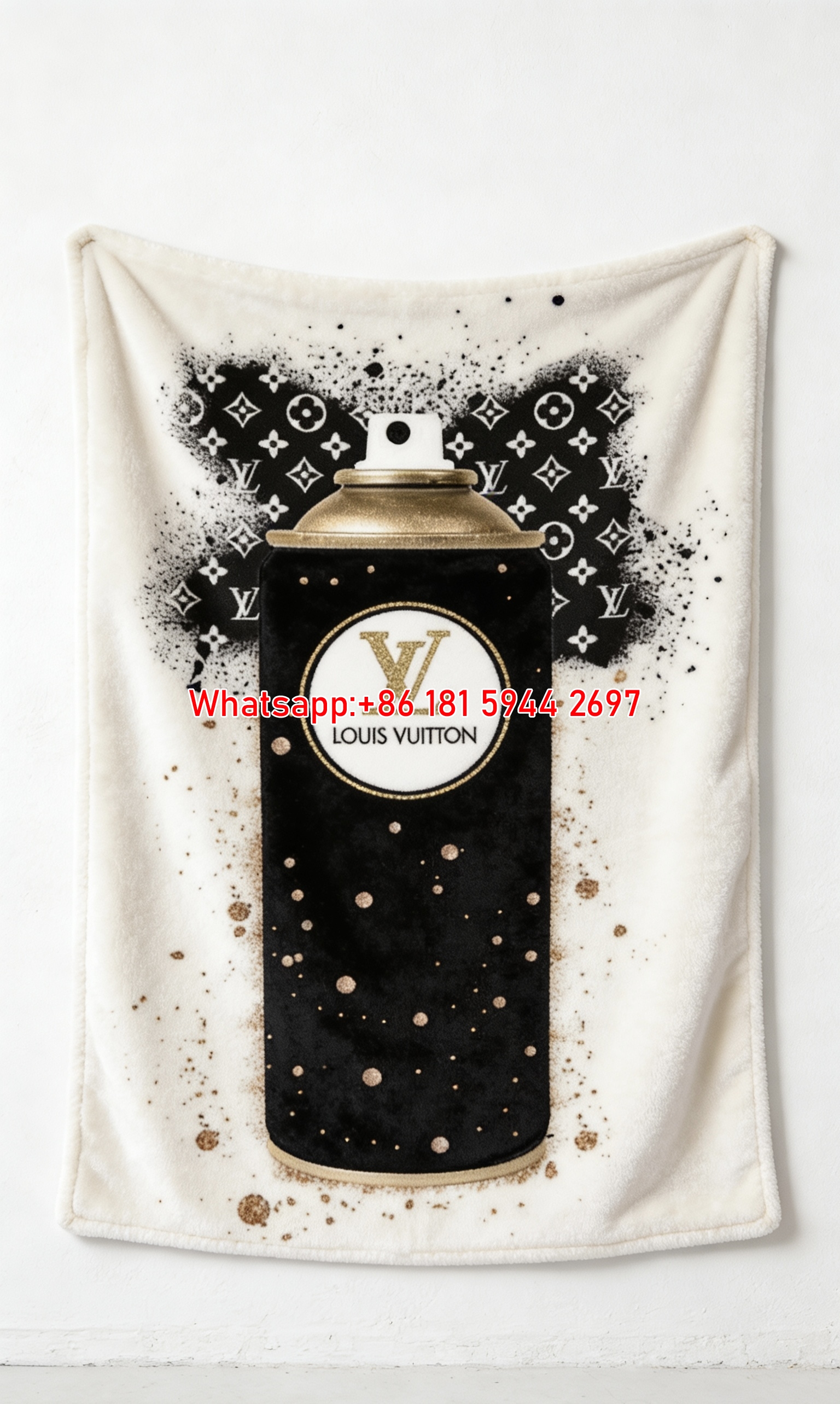 LV Graffiti Spray Can Blanket Urban LV Artistry Throw 016